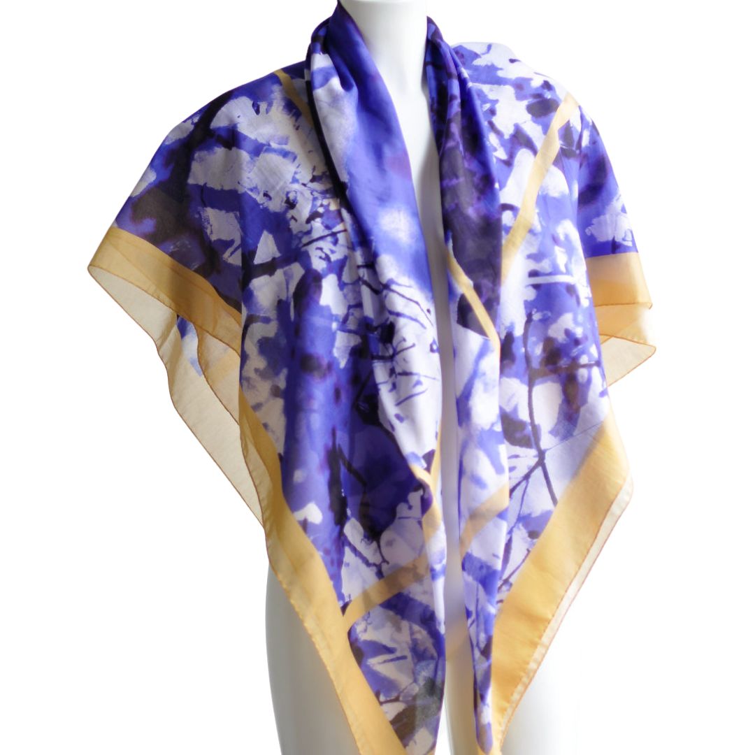 Summer Branches Oversized Cotton & Silk Shawl