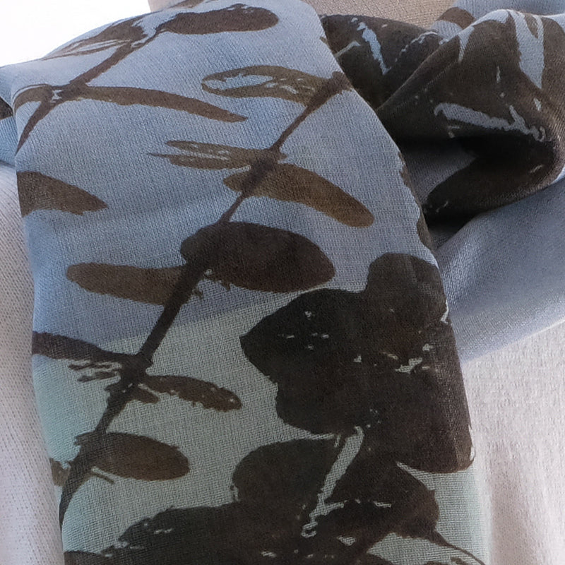 Leaves Long Cashmere & Silk Scarf