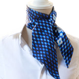 Vivaia Silk Twilly ribbon scarf indigo blue and white
