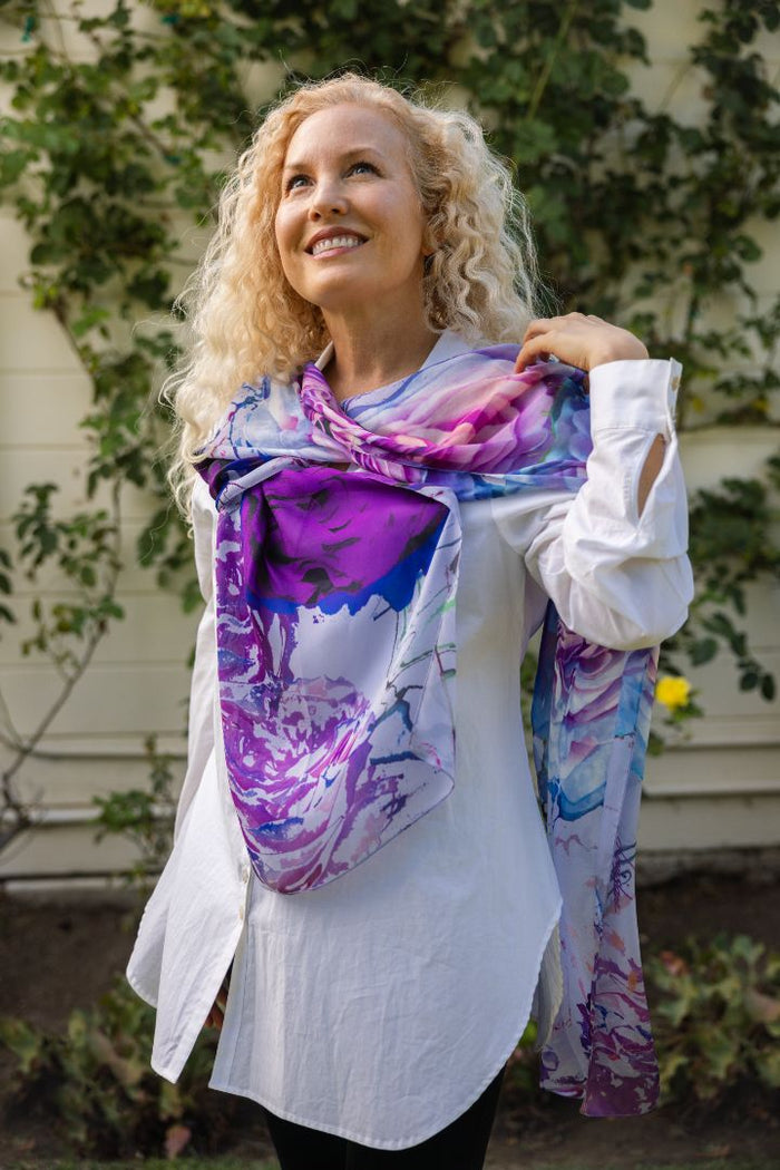 Cacophony of Roses Long Silk Scarf | Regular Length – Louis Jane