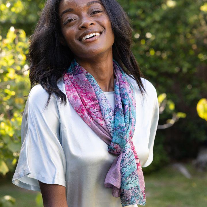 Jacaranda Long Silk Scarf | Regular Length – Louis Jane