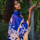 Summer Branches - Cotton & Silk Oversized Square Shawl