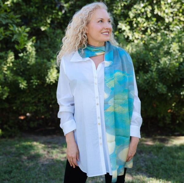 Watercolors - Long Silk Chiffon Scarf