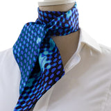 Vivaia Silk Twilly ribbon scarf organic silk indigo blue and green