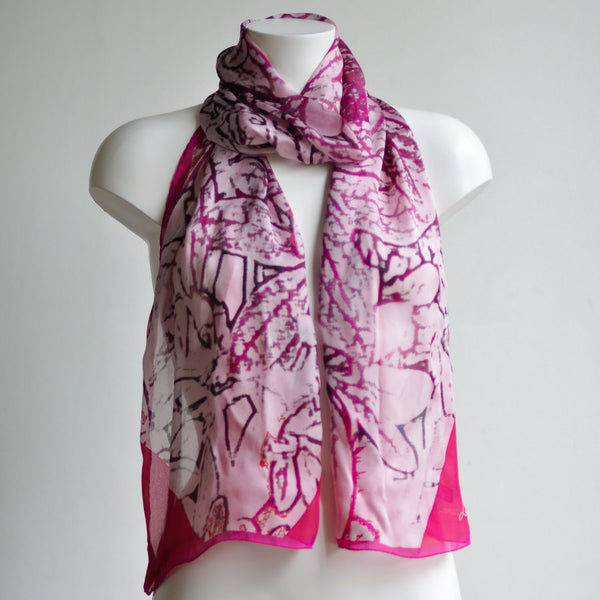 Leaf Sprays - Long Silk Scarf