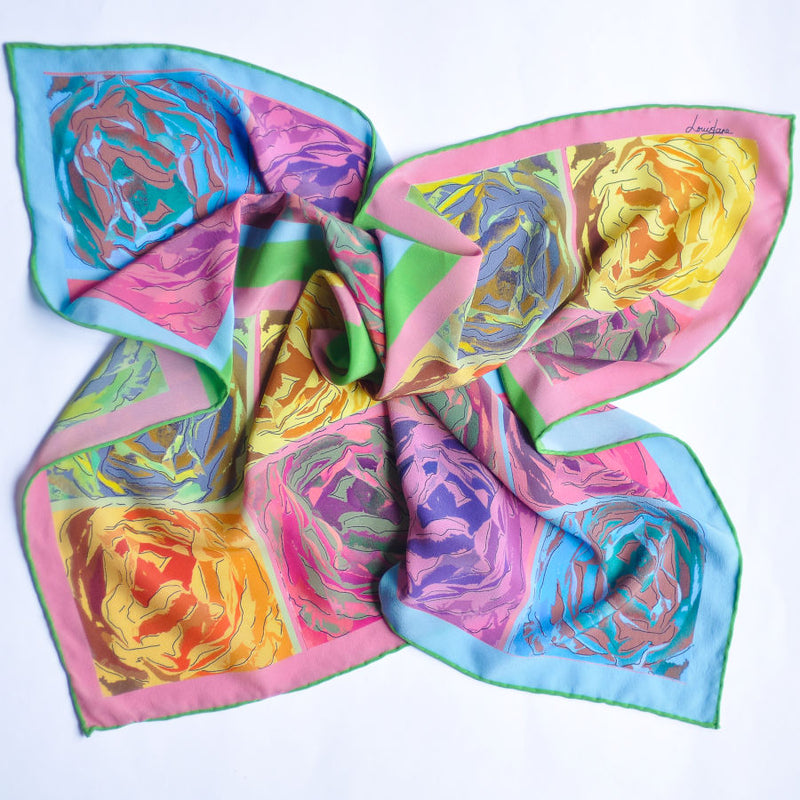 French Roses Small Silk Square Scarf
