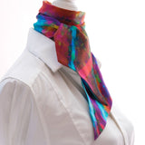 Wild Grasses organic silk twilly ribbon scarf purple teal emerald green red pink side view