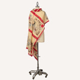 Berica Breeze crimson and sand colour oversize square shawl