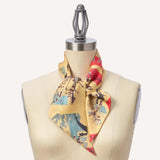 Berica Breeze Twilly Neck Scarf in crimson and sand, tied