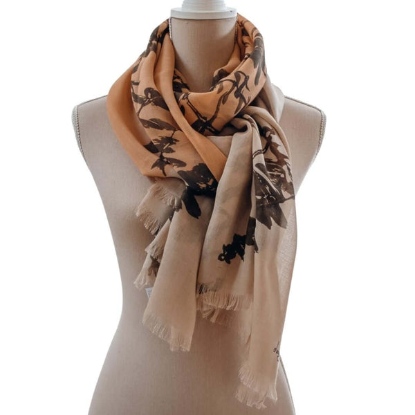 Leaves Long Cashmere & Silk Scarf