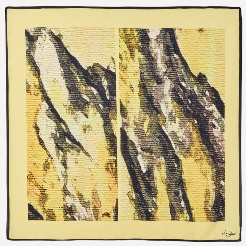 Louis Jane small silk square scarf Reefbark design in  Sunbeam Yellow