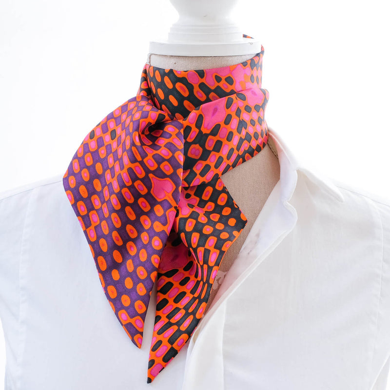 Vivaia Silk Twilly ribbon scarf Hot Pink and Orange