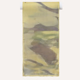 watercolours yellow long silk satin scarf, flat
